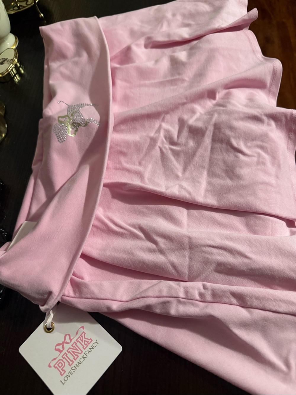 LoveShackFancy Pink Cotton Lounge Shorts with Logo Detail